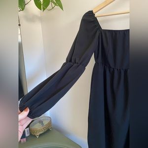 Cinched Sleeve Mini Dress Square Neck